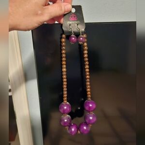 Paparazzi Vibrant Purple and Earthy Brown Necklace Set